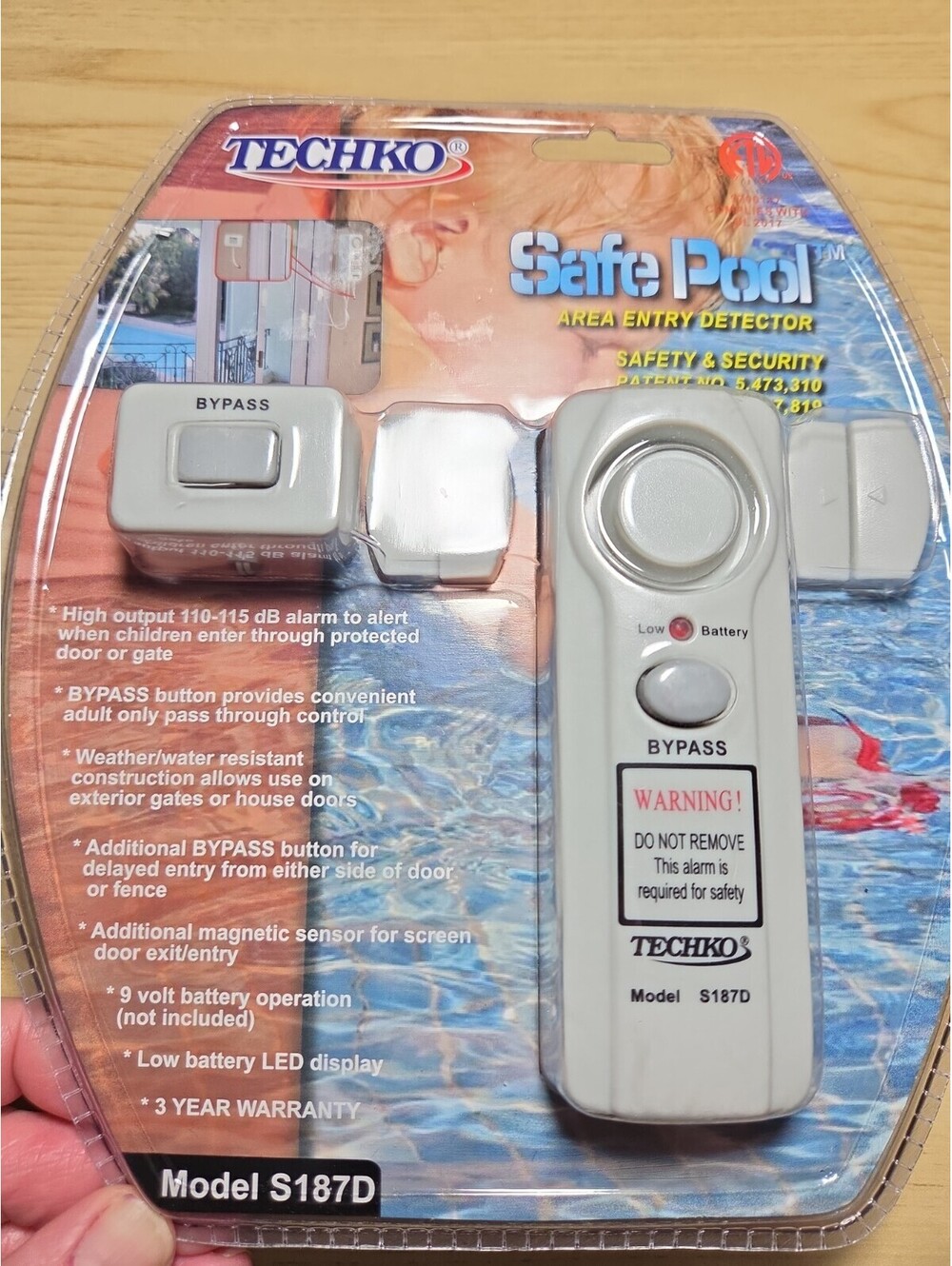 Techko Safe Pool Area Entry Detector Pool Alarm S187D New